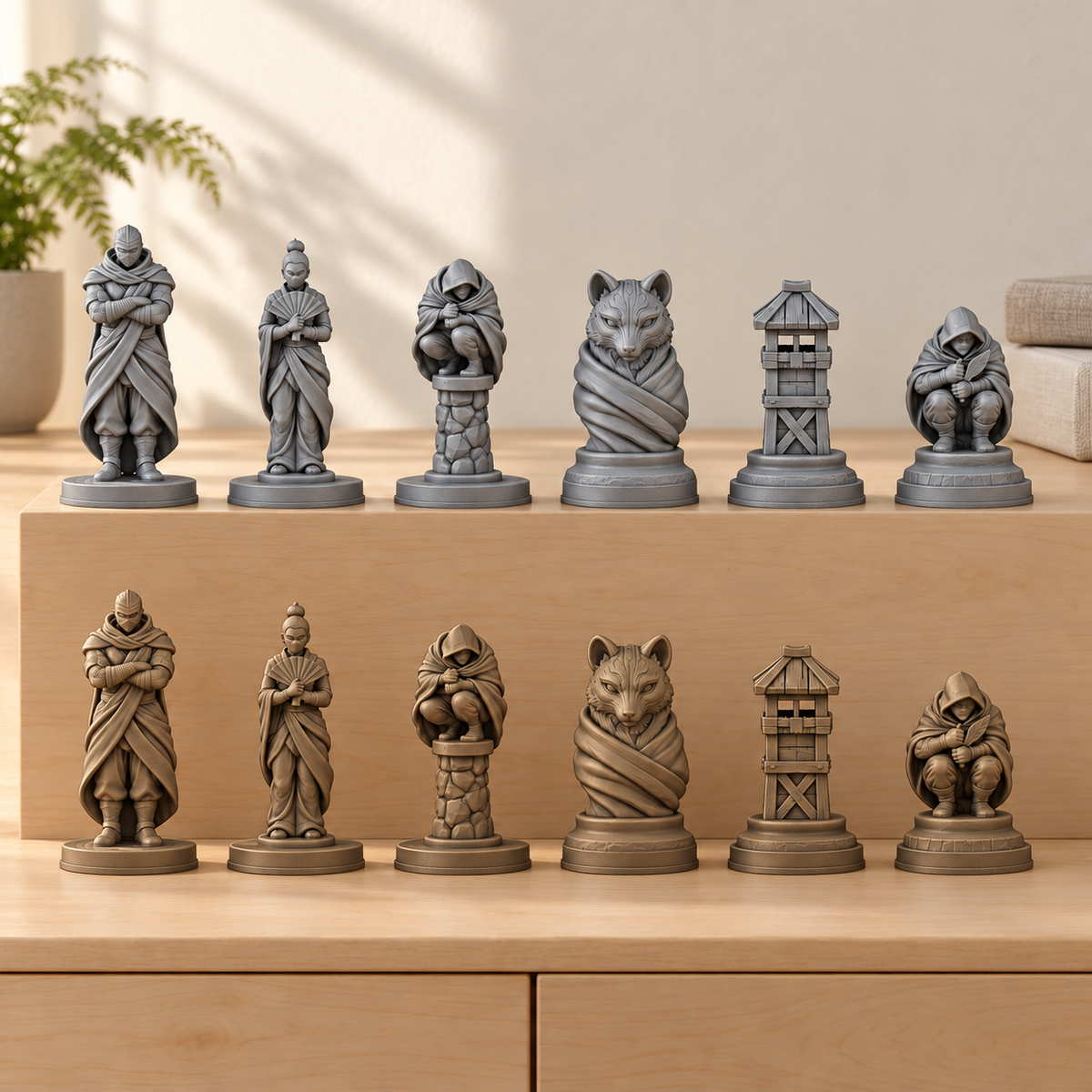 Ninja – 03_silber_bronze_handbemalt