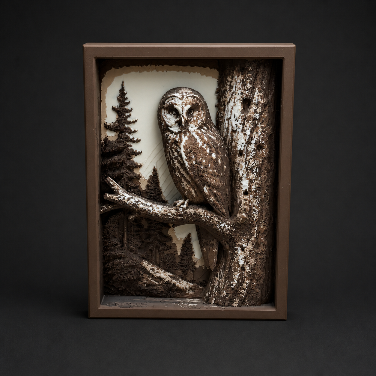 Silent Sentinel Eule – gerahmte Schattenbox FehnFactory