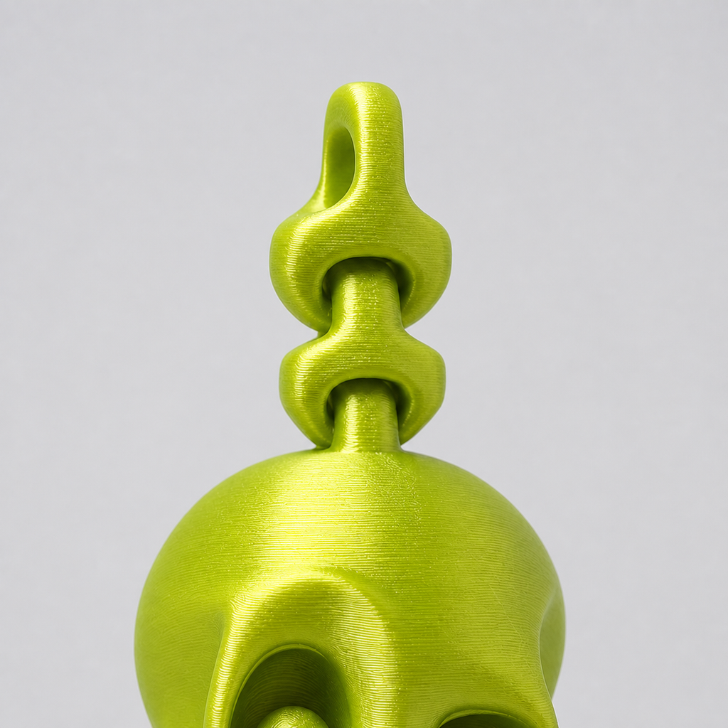 Skull Spine – beweglicher Totenkopf-Anhänger, Lime Silk, 5,6 cm FehnFactory
