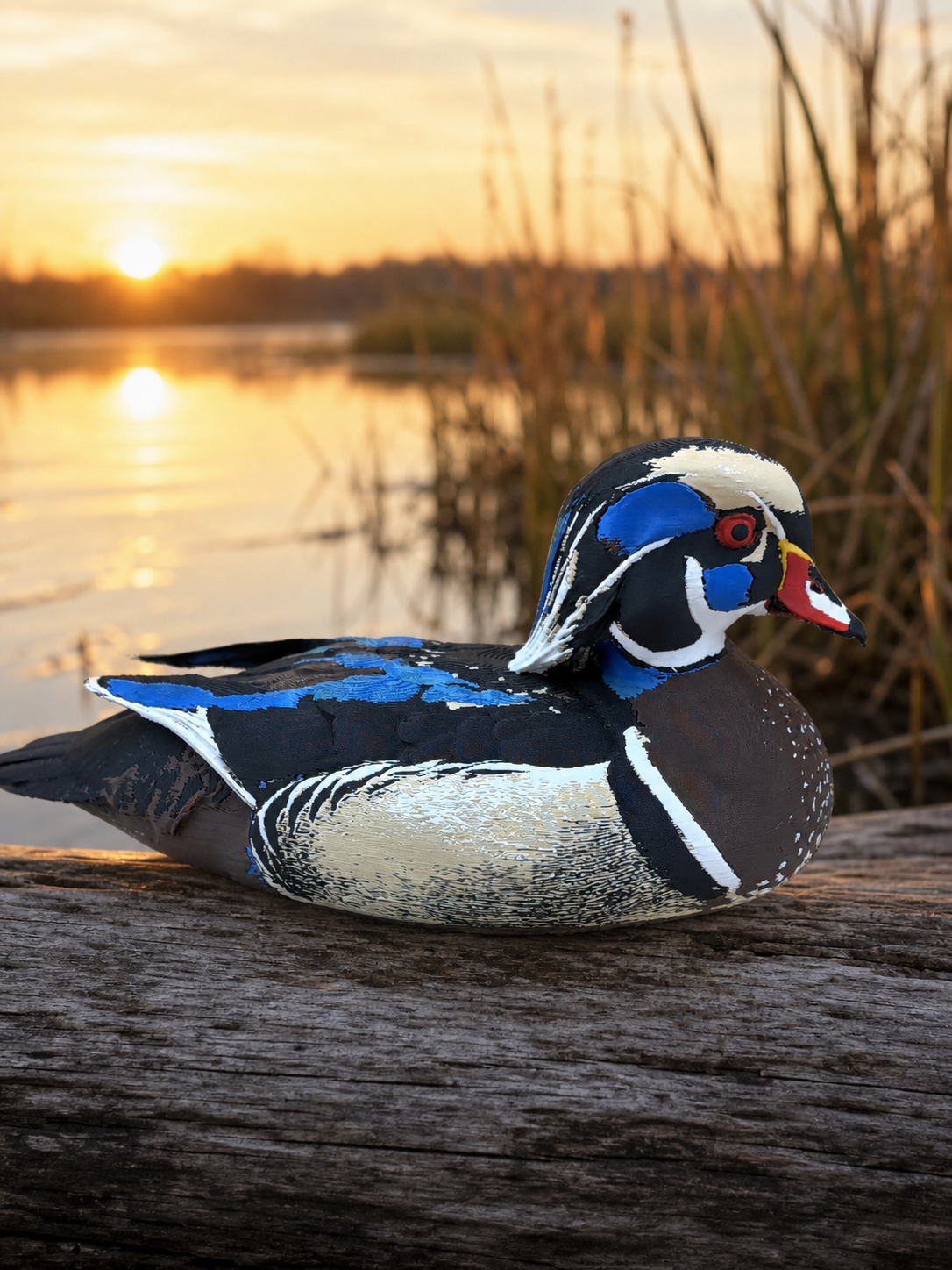 Royal Wood Duck – Freistehende Brautente-Skulptur FehnFactory