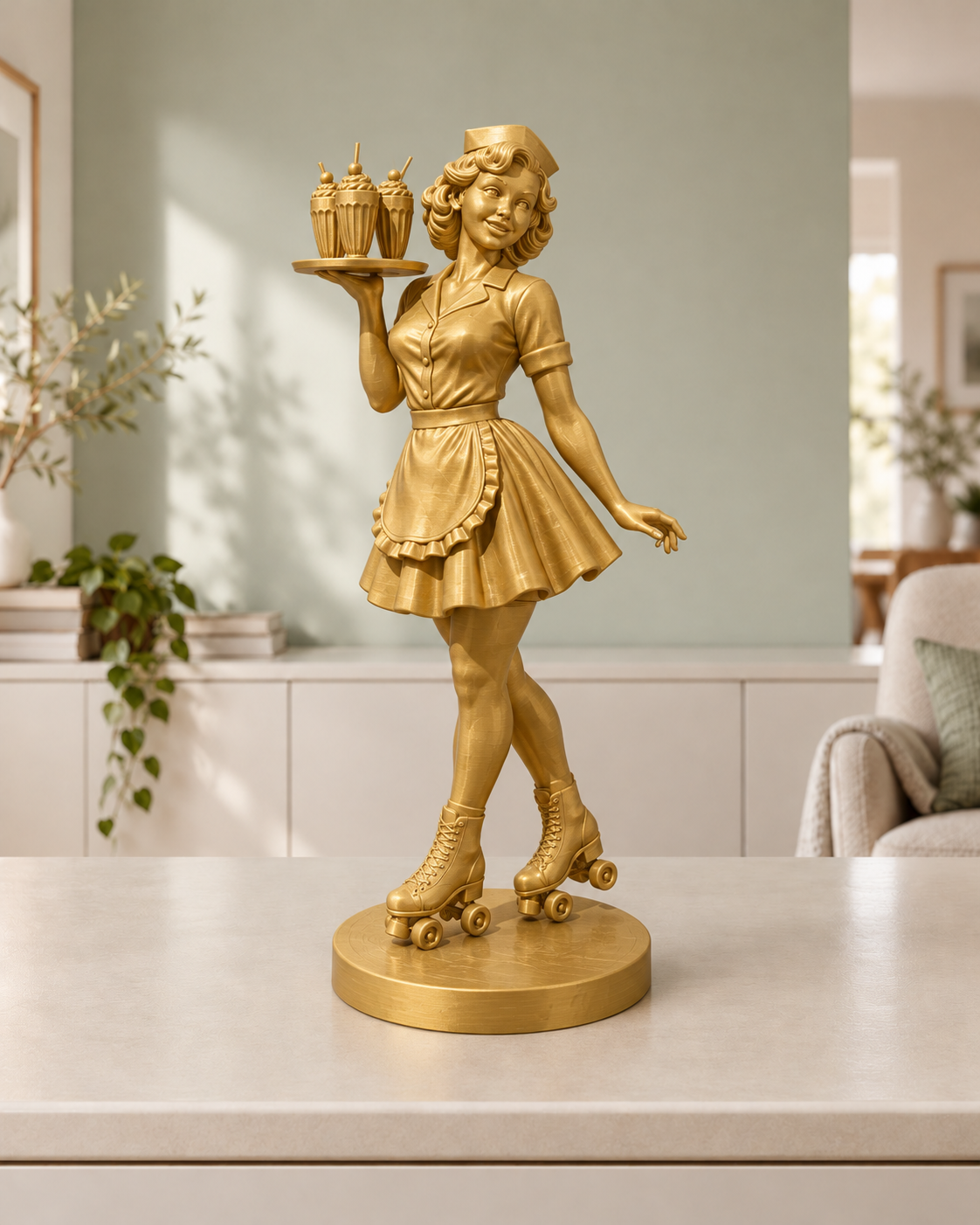 Diner-Kellnerin auf Rollschuhen – 04 gold