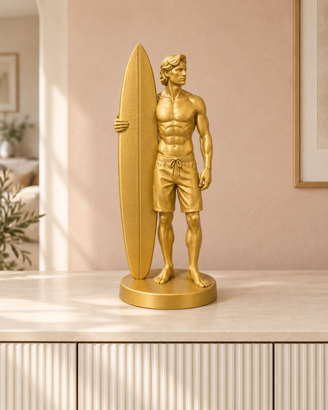 Surfer mit Brett – 04 gold