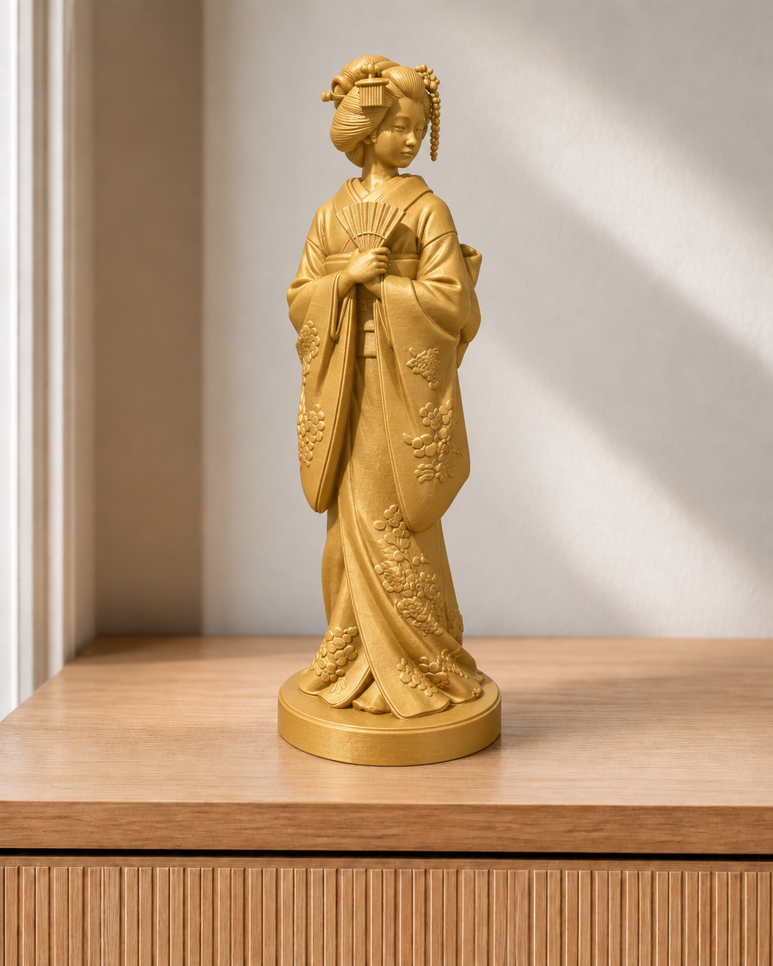 Geisha mit Fächer - Gold – gedruckt
