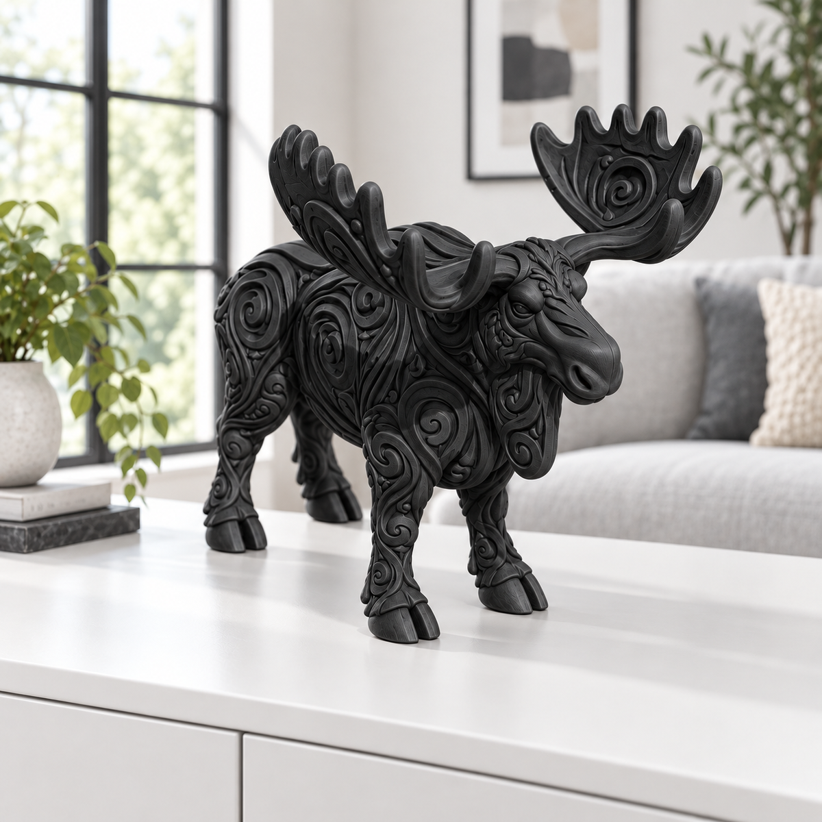 Elch Ornament - Schwarz gedruckt Wohnzimmer