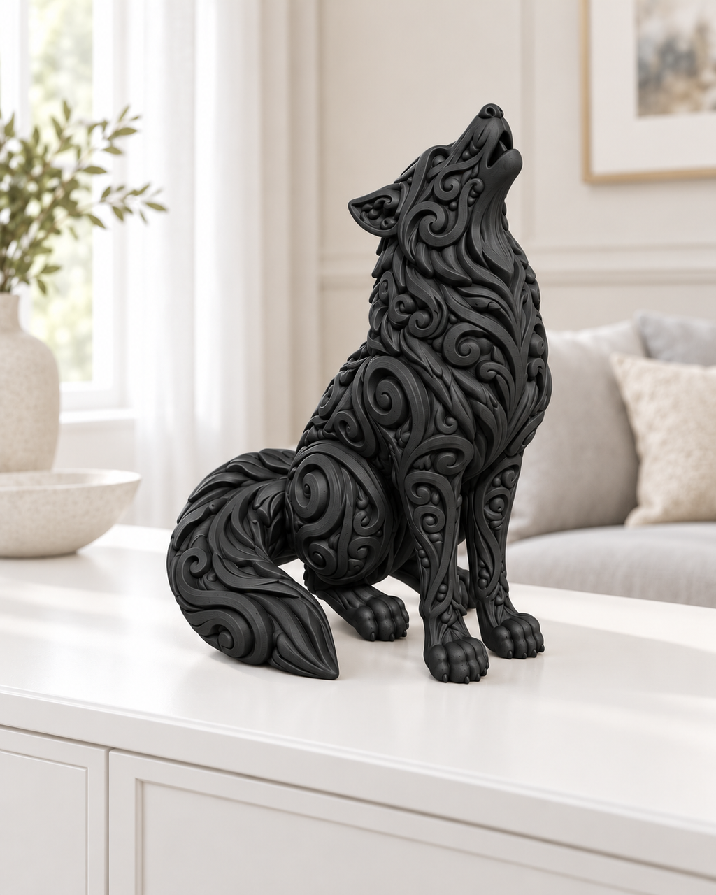 Wolf Ornament - Schwarz gedruckt Wohnzimmer