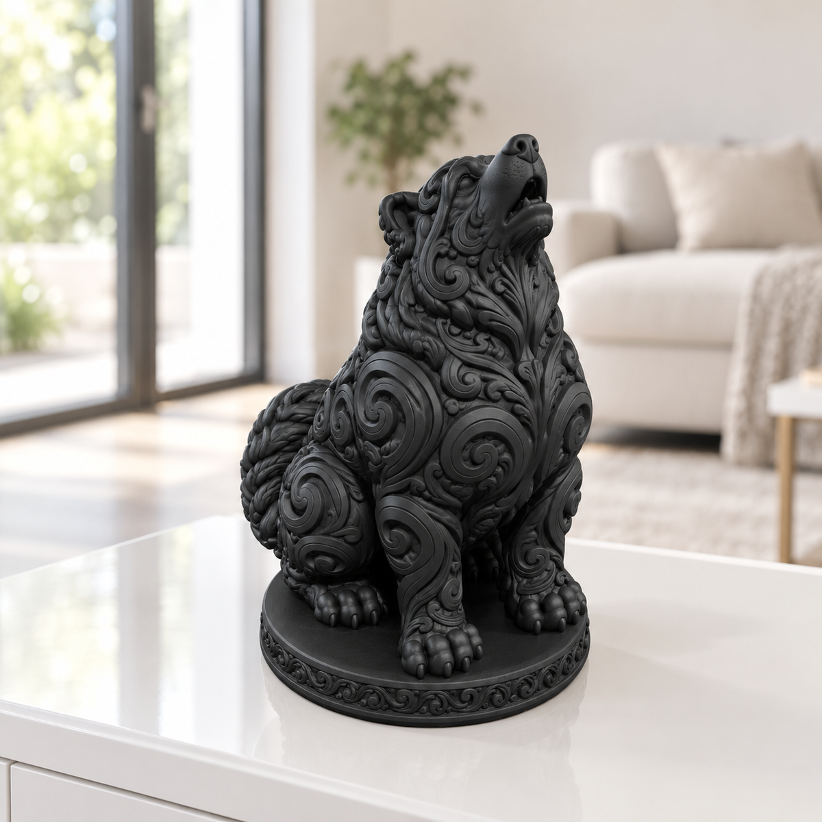 Husky heulend Ornament - Schwarz gedruckt Wohnzimmer