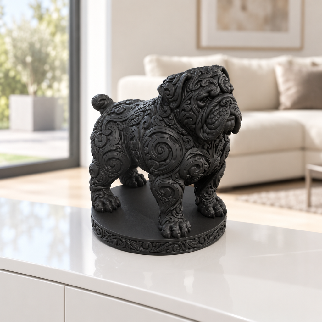 Bordeauxdogge Ornament - Schwarz gedruckt Wohnzimmer