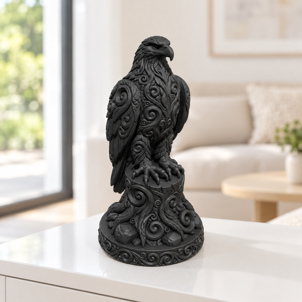 Steinadler auf Stamm Ornament - Schwarz gedruckt Wohnzimmer