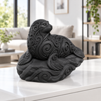 Robbe auf Felsen Ornament - Schwarz gedruckt Wohnzimmer
