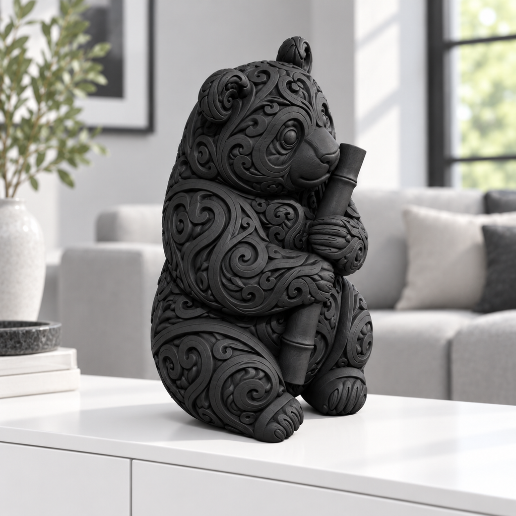 Panda Ornament - Schwarz gedruckt Wohnzimmer