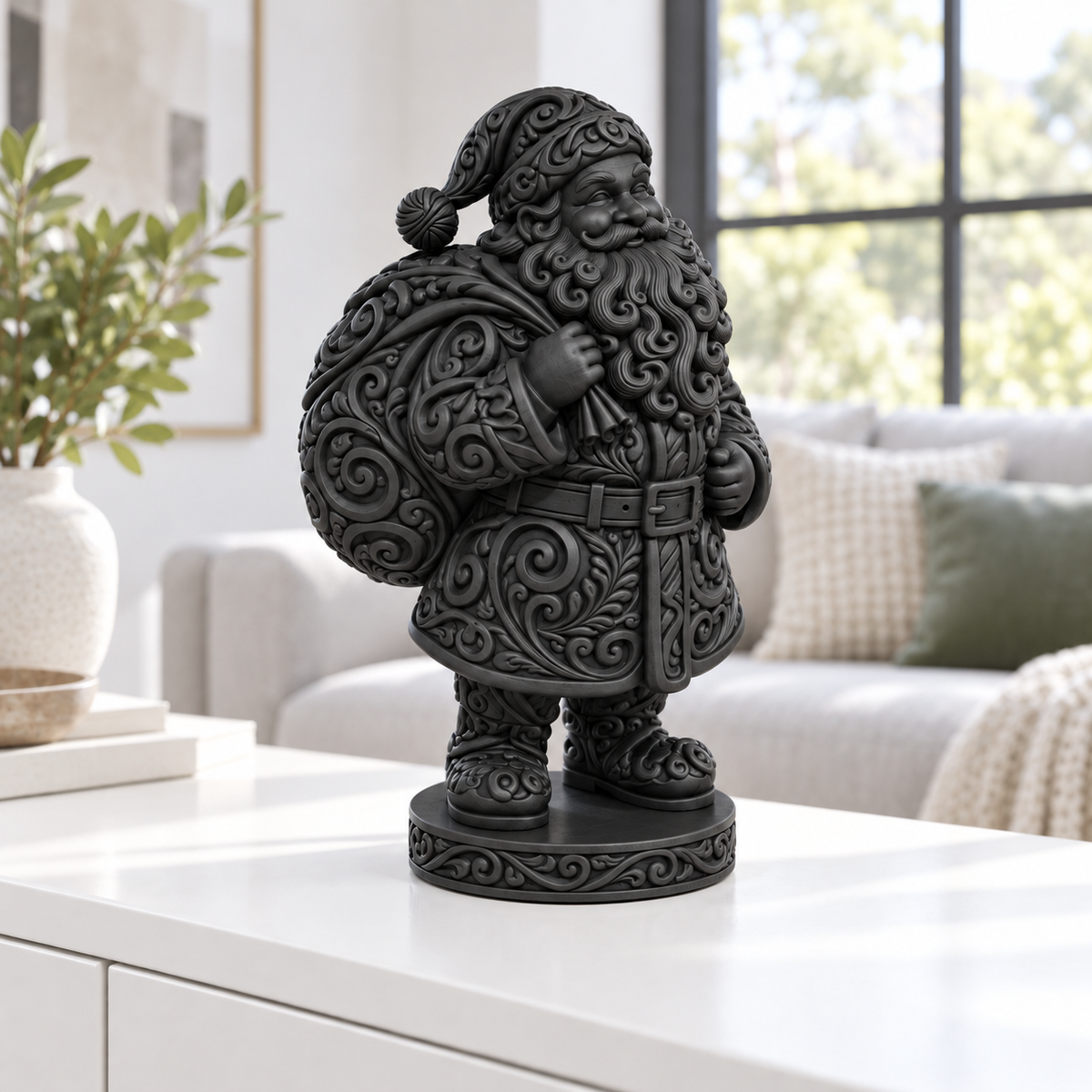 Weihnachtsmann mit Sack Ornament - Schwarz gedruckt Wohnzimmer