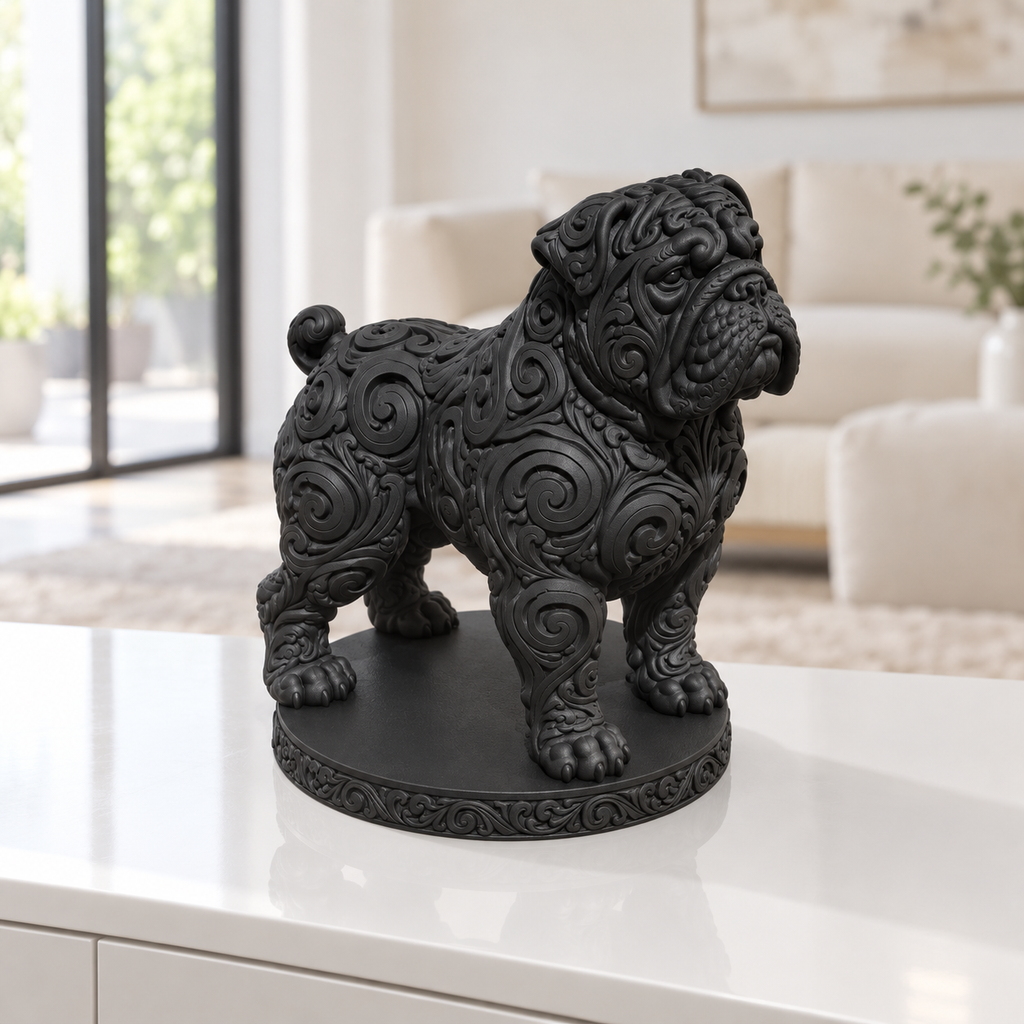 Bullmastiff Ornament - Schwarz gedruckt Wohnzimmer