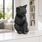 Katze beim Putzen Ornament - Schwarz gedruckt Wohnzimmer