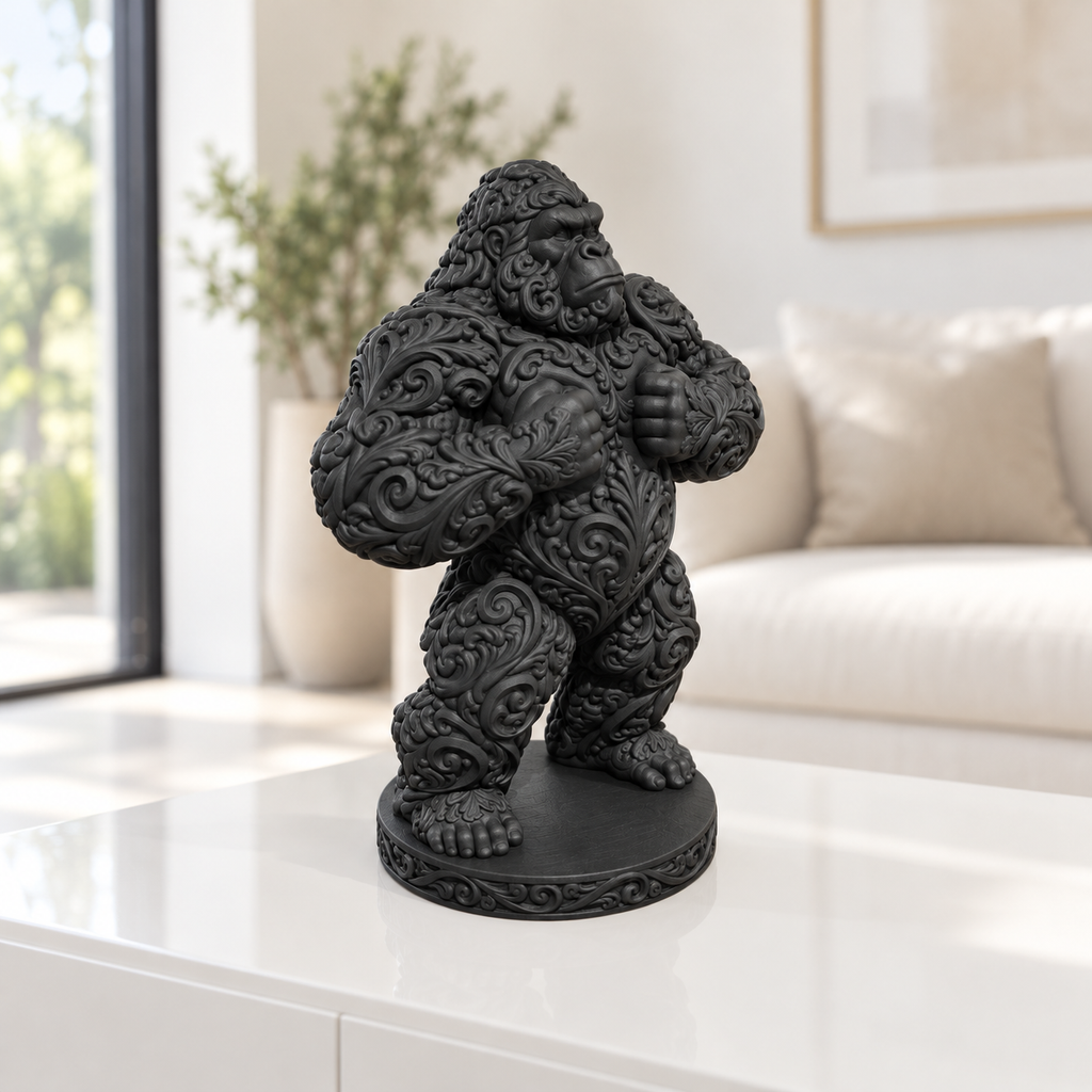 Gorilla trommelnd Ornament - Schwarz gedruckt Wohnzimmer