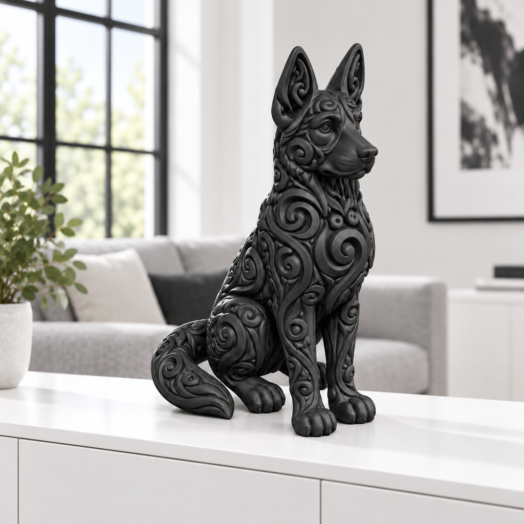 Hund Ornament - Schwarz gedruckt Wohnzimmer