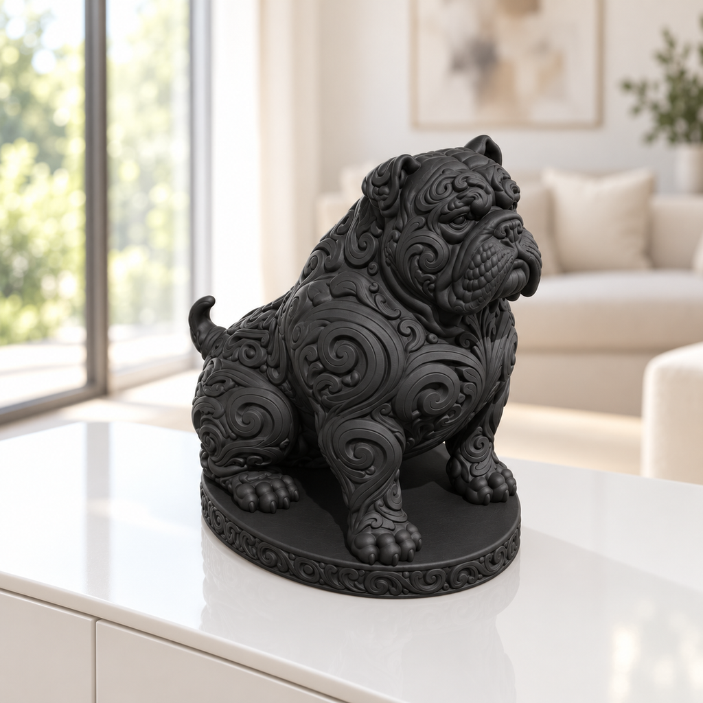 American Bully sitzend Ornament - Schwarz gedruckt Wohnzimmer