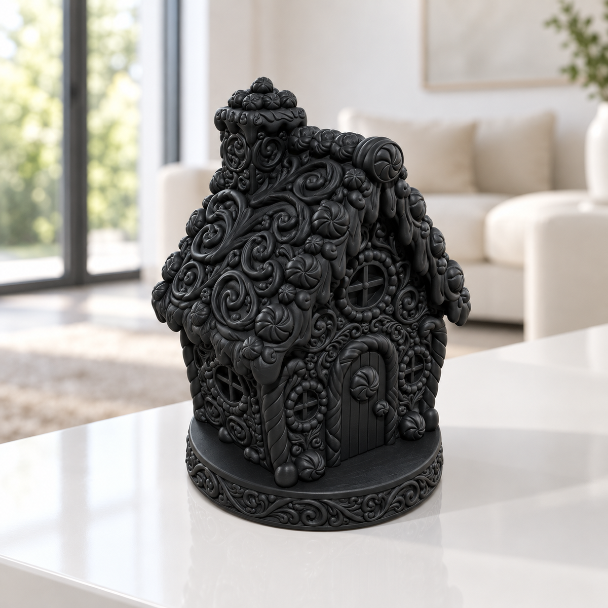Lebkuchenhaus Ornament - Schwarz gedruckt Wohnzimmer