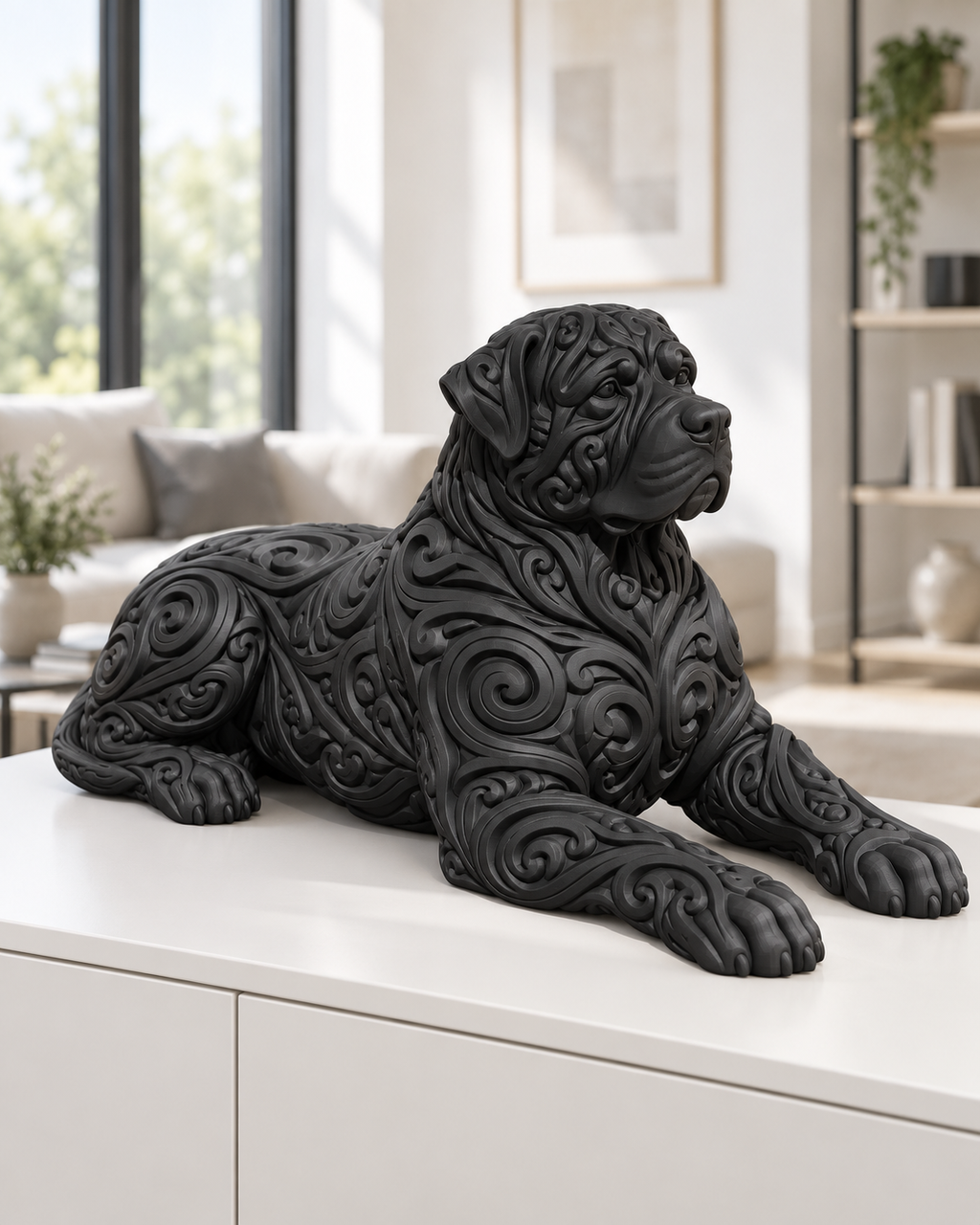 Rottweiler Ornament - Schwarz gedruckt Wohnzimmer