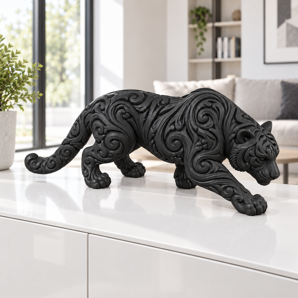 Schleichender Tiger Ornament - Schwarz gedruckt Wohnzimmer