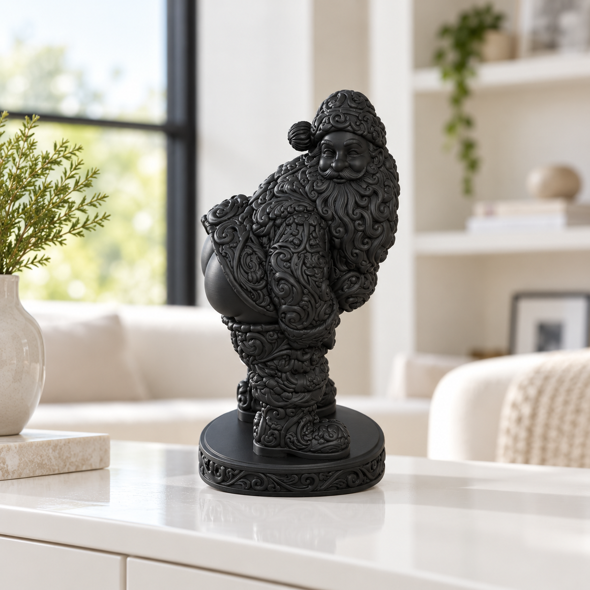 Santa mit nacktem Po Ornament - Schwarz gedruckt Wohnzimmer