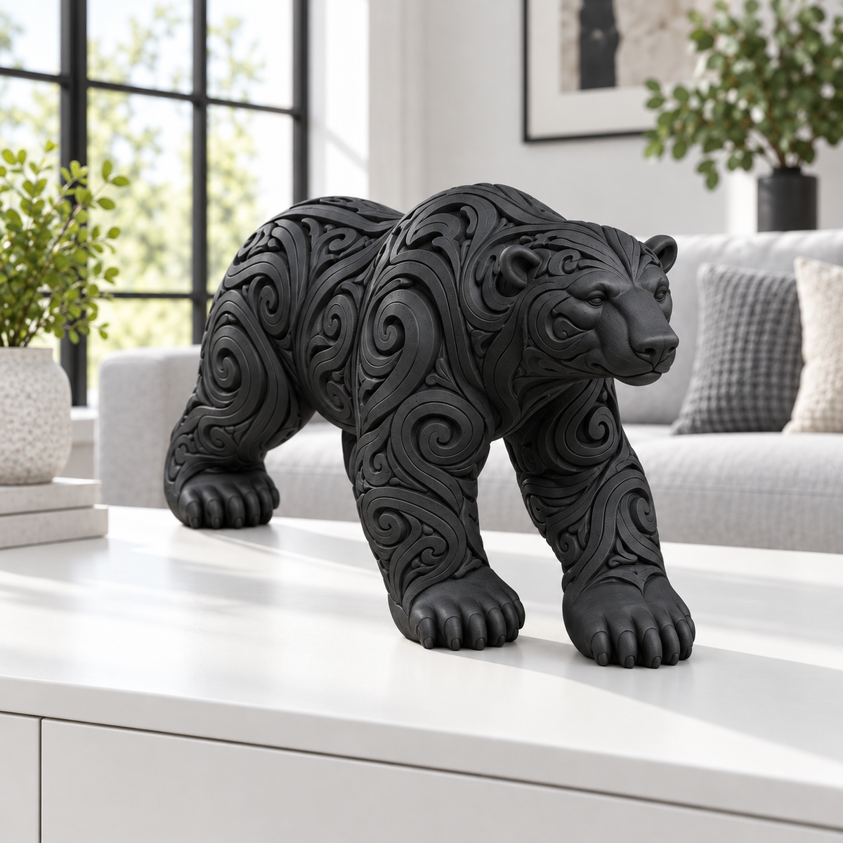 Eisbär Ornament - Schwarz gedruckt Wohnzimmer