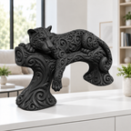 Leopard auf Ast Ornament - Schwarz gedruckt Wohnzimmer