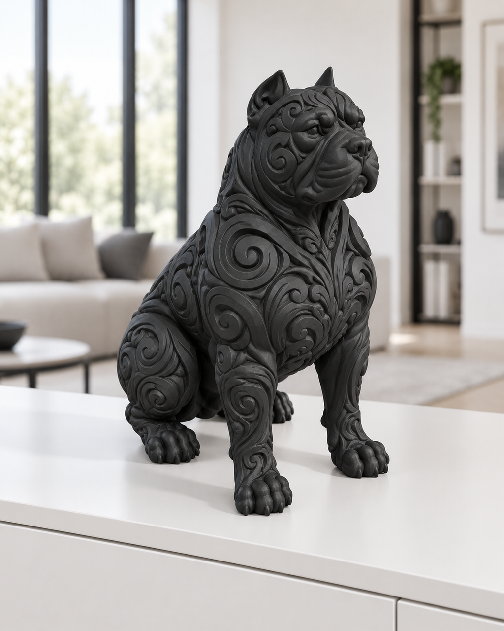 Pitbull Ornament - Schwarz gedruckt Wohnzimmer