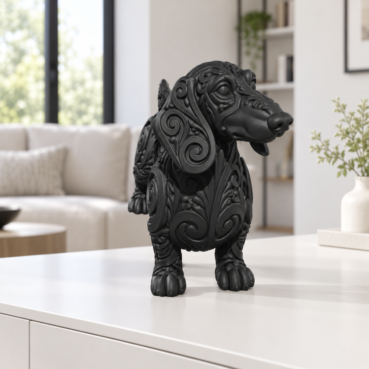Dackel Ornament - Schwarz gedruckt Wohnzimmer