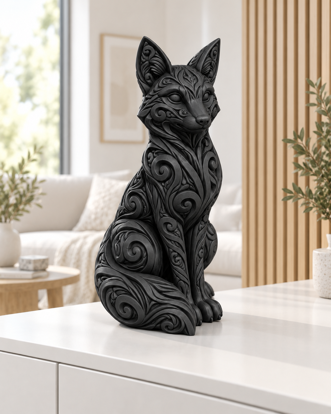 Fuchs Ornament - Schwarz gedruckt Wohnzimmer