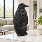 Pinguin mit Küken Ornament - Schwarz gedruckt Wohnzimmer