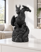 Zweiköpfiger Drache Ornament - Schwarz gedruckt Wohnzimmer