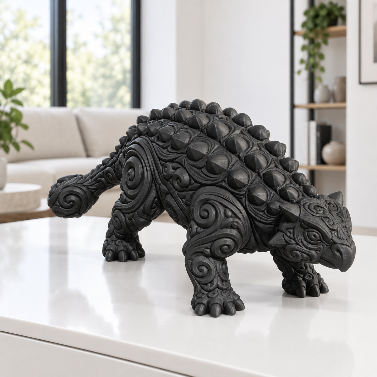 Ankylosaurus Ornament - Schwarz gedruckt Wohnzimmer