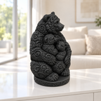 Bär mit zwei Jungen Ornament - Schwarz gedruckt Wohnzimmer