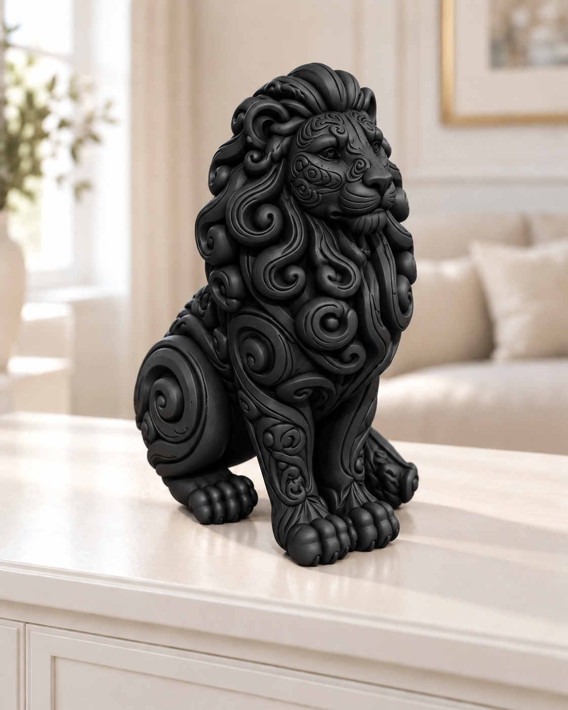 Löwe Ornament - Schwarz gedruckt Wohnzimmer