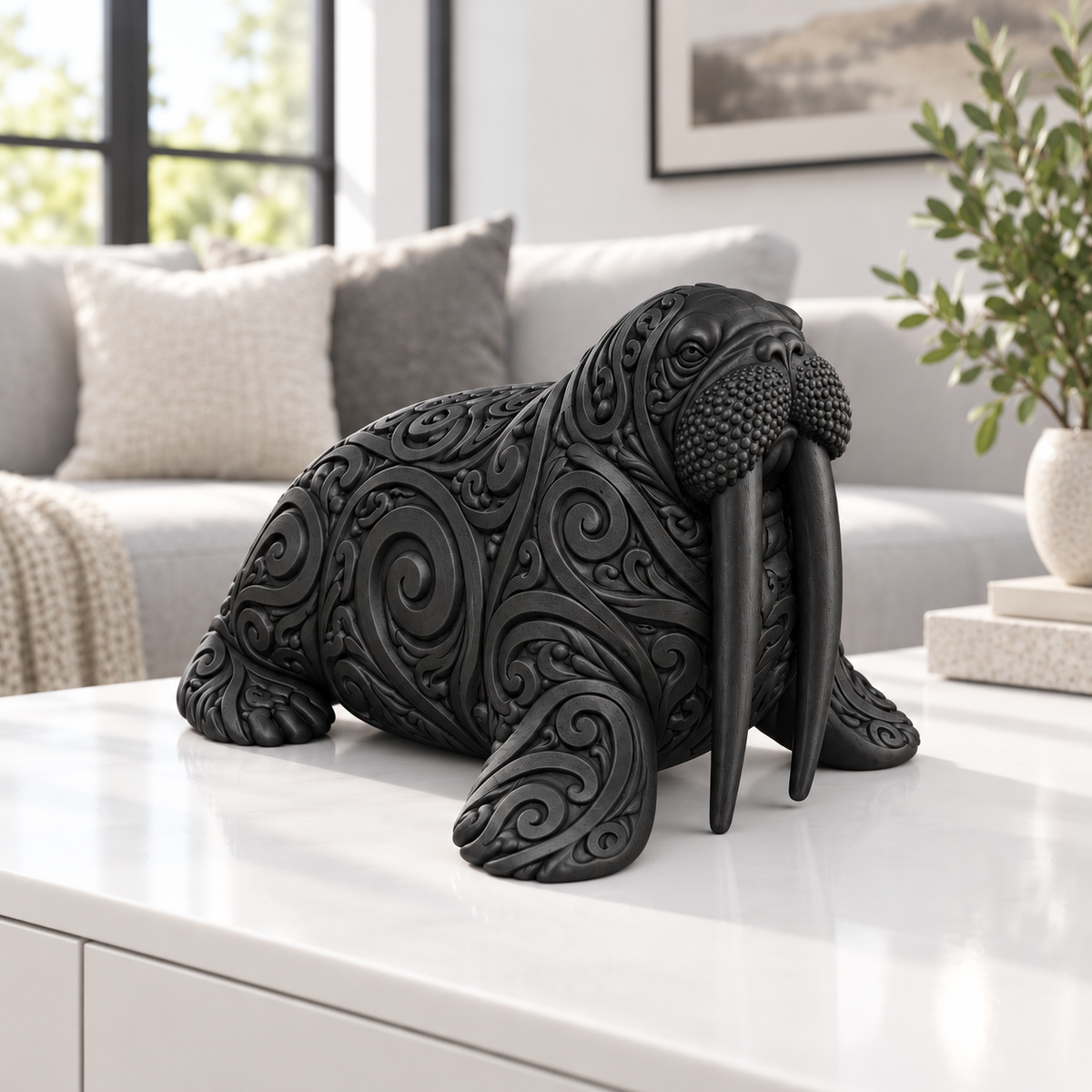 Walross Ornament - Schwarz gedruckt Wohnzimmer