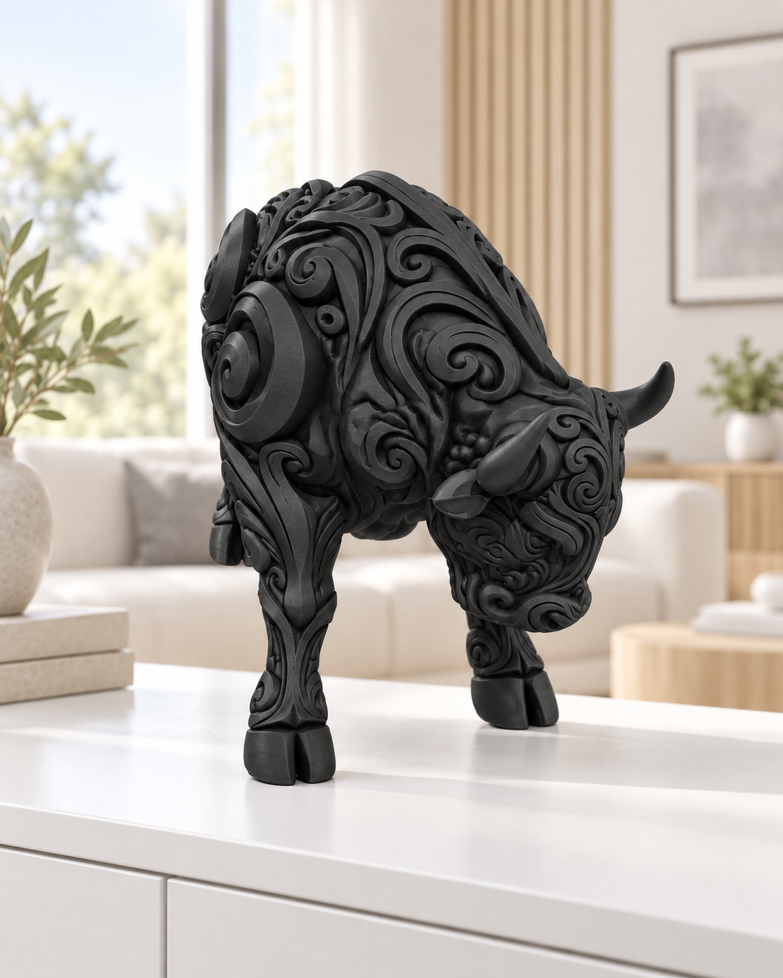 Stier Ornament - Schwarz gedruckt Wohnzimmer