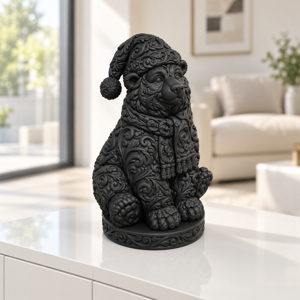 Eisbär mit Mütze Ornament - Schwarz gedruckt Wohnzimmer