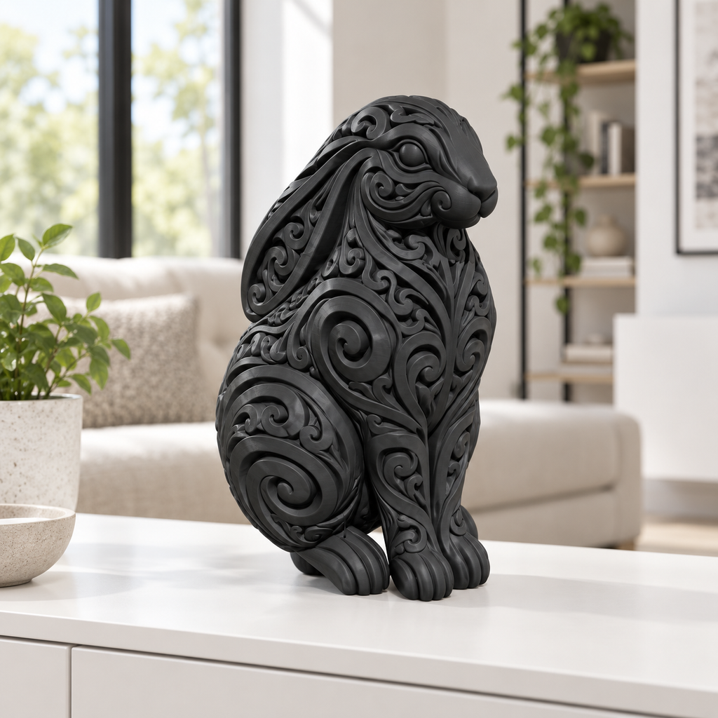 Widderkaninchen Ornament - Schwarz gedruckt Wohnzimmer