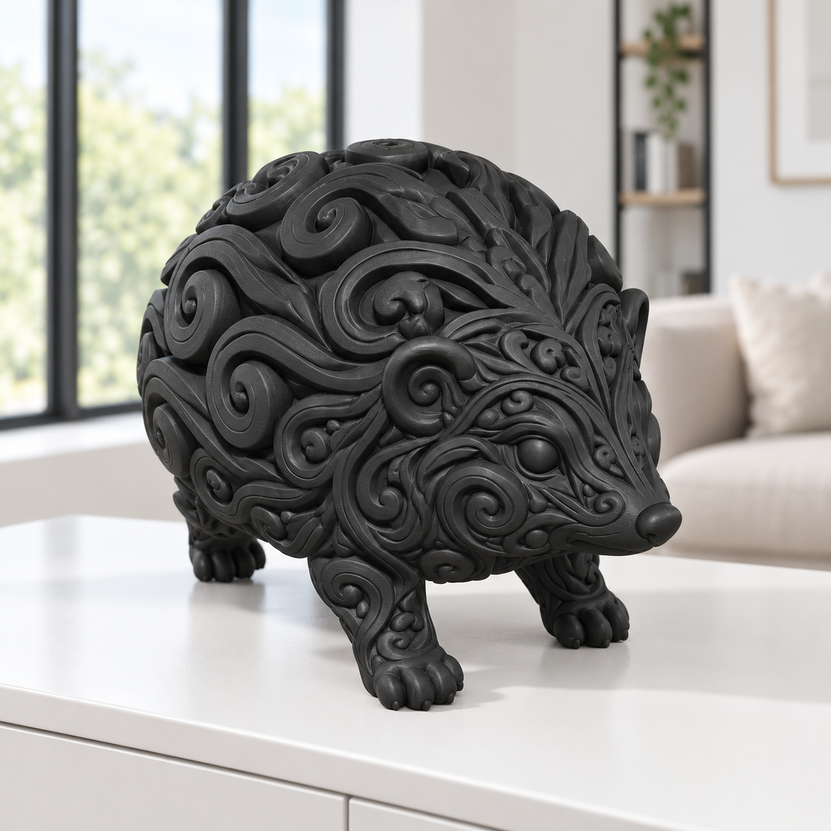 Igel Ornament - Schwarz gedruckt Wohnzimmer