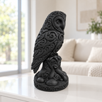 Schleiereule auf Stamm Ornament - Schwarz gedruckt Wohnzimmer