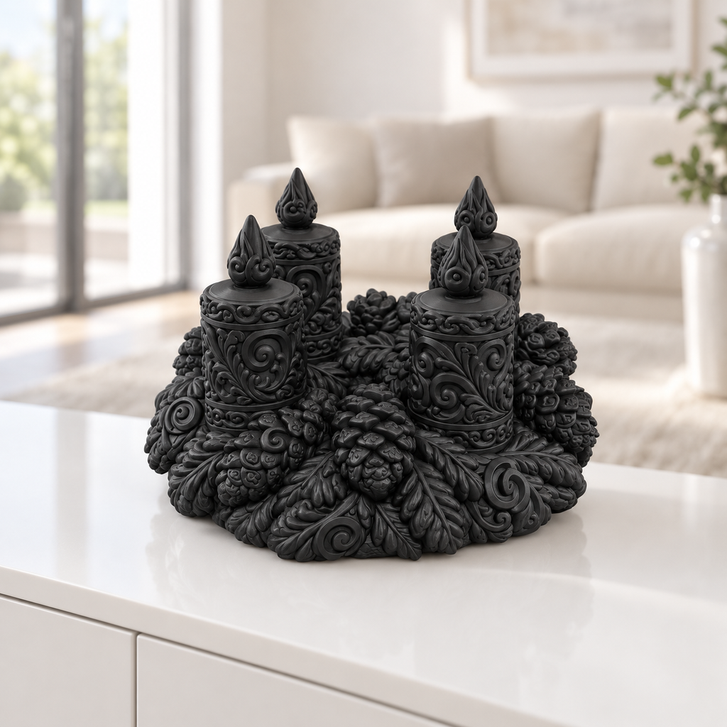 Adventskranz Ornament - Schwarz gedruckt Wohnzimmer