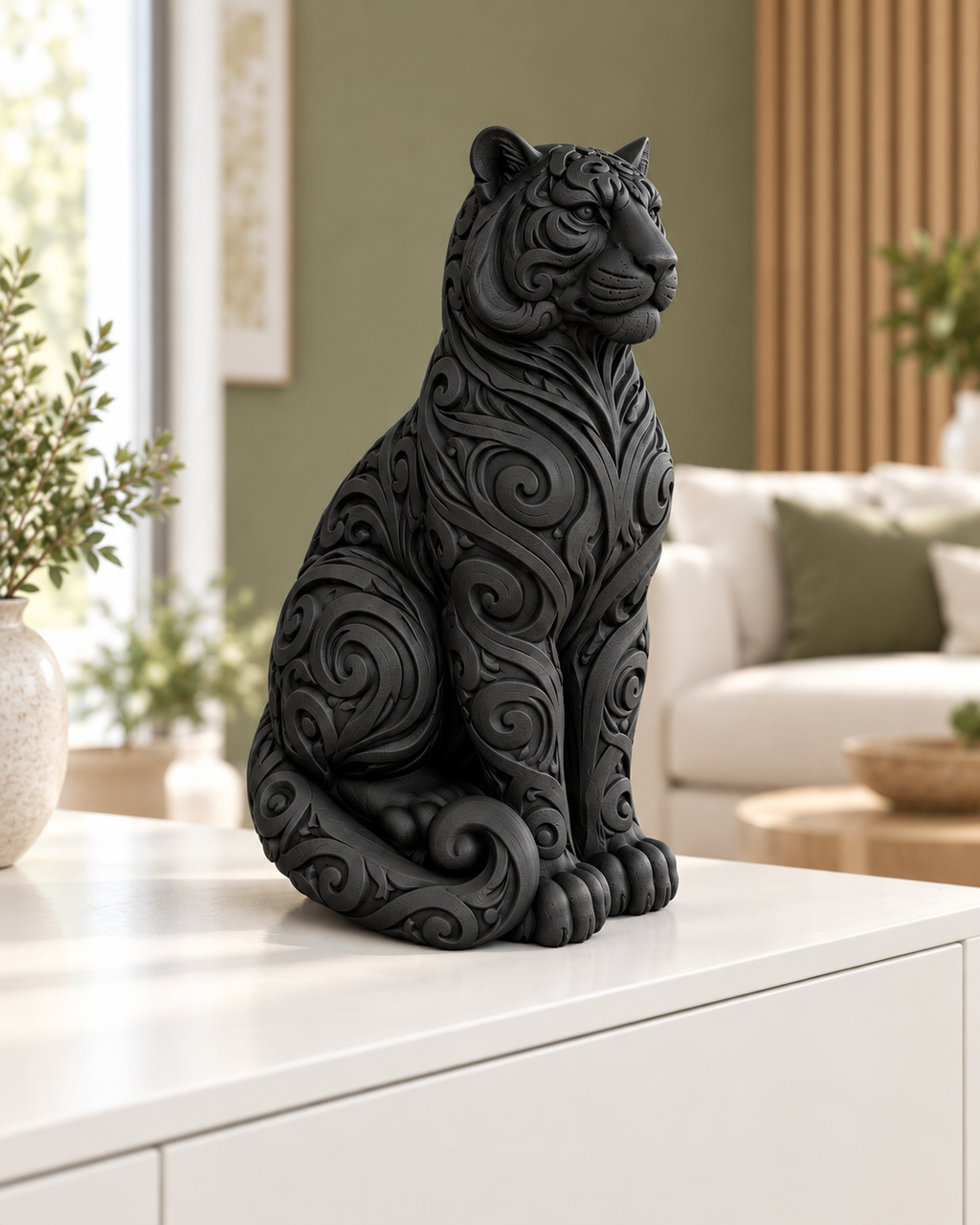 Tiger Ornament - Schwarz gedruckt Wohnzimmer