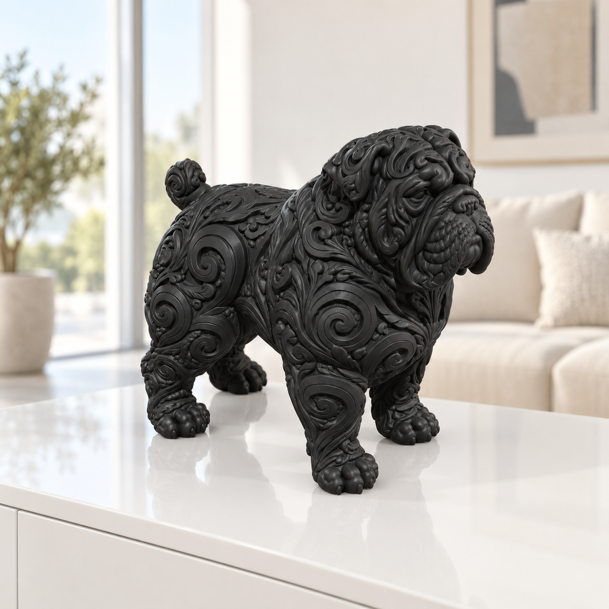 Mastino Napoletano Ornament - Schwarz gedruckt Wohnzimmer
