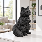 Waschbär mit Apfel Ornament - Schwarz gedruckt Wohnzimmer
