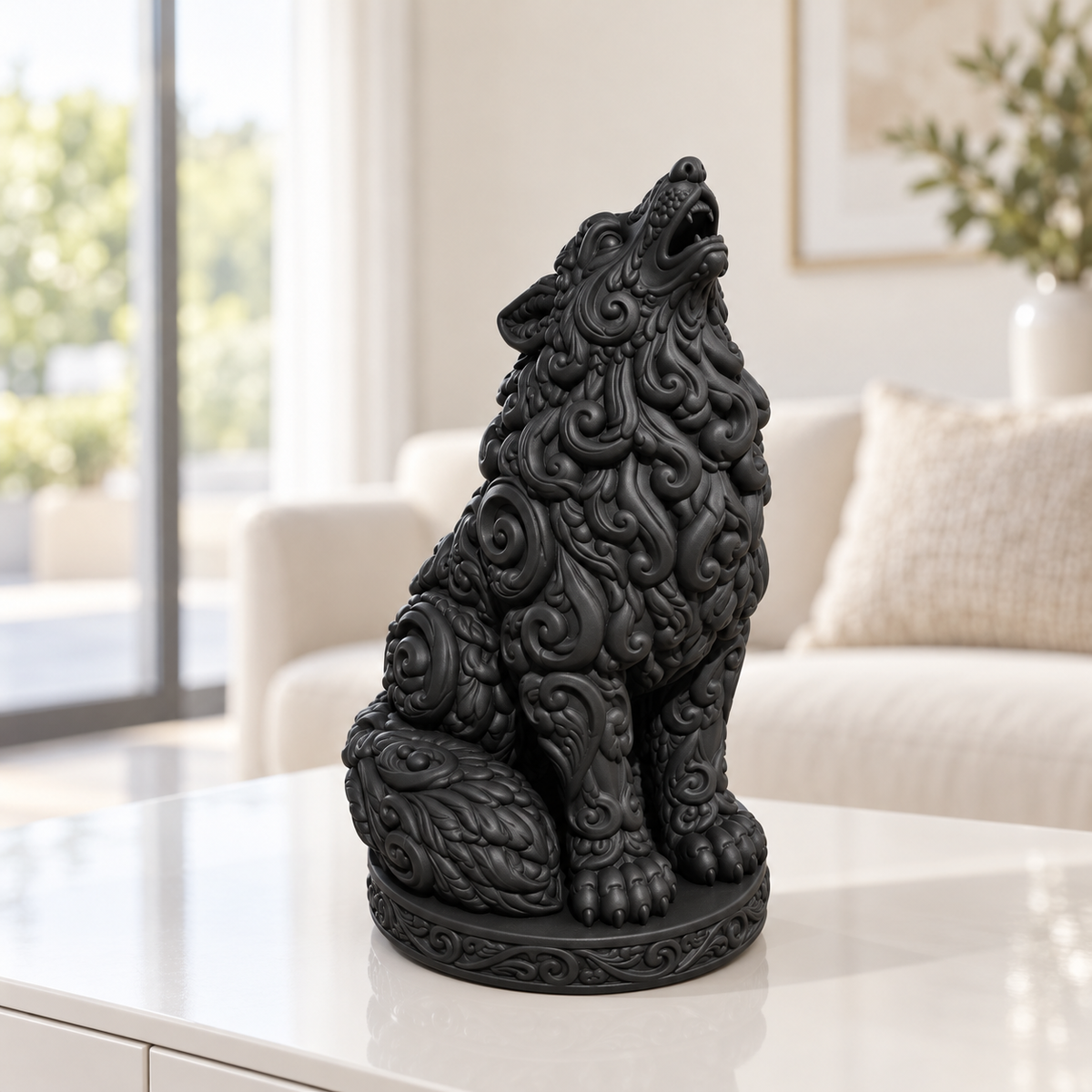 Wolf heulend Ornament - Schwarz gedruckt Wohnzimmer