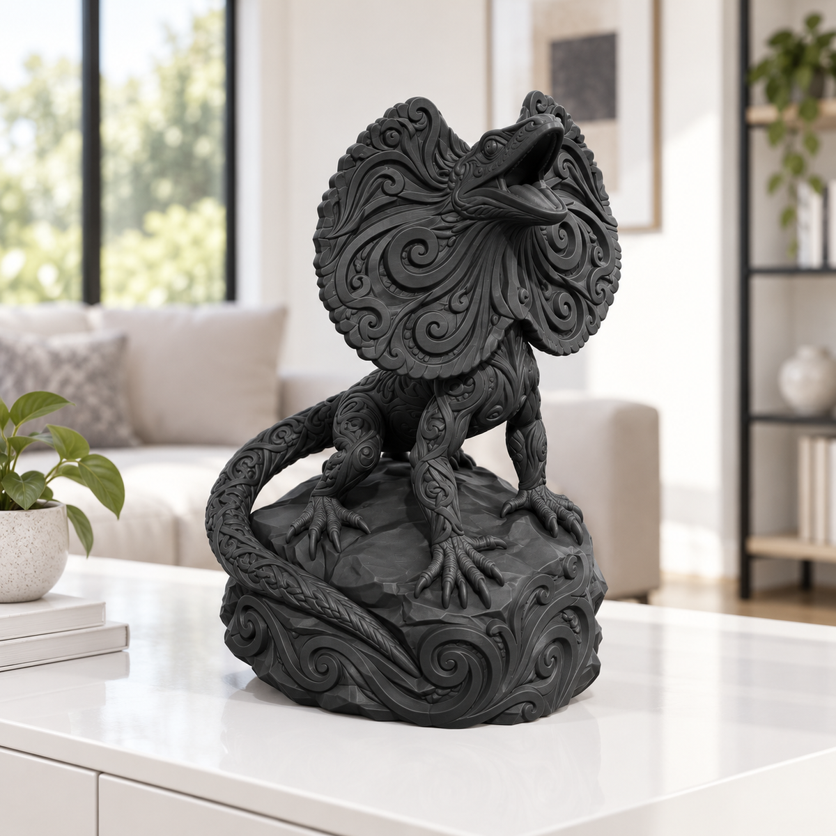 Kragenechse Ornament - Schwarz gedruckt Wohnzimmer