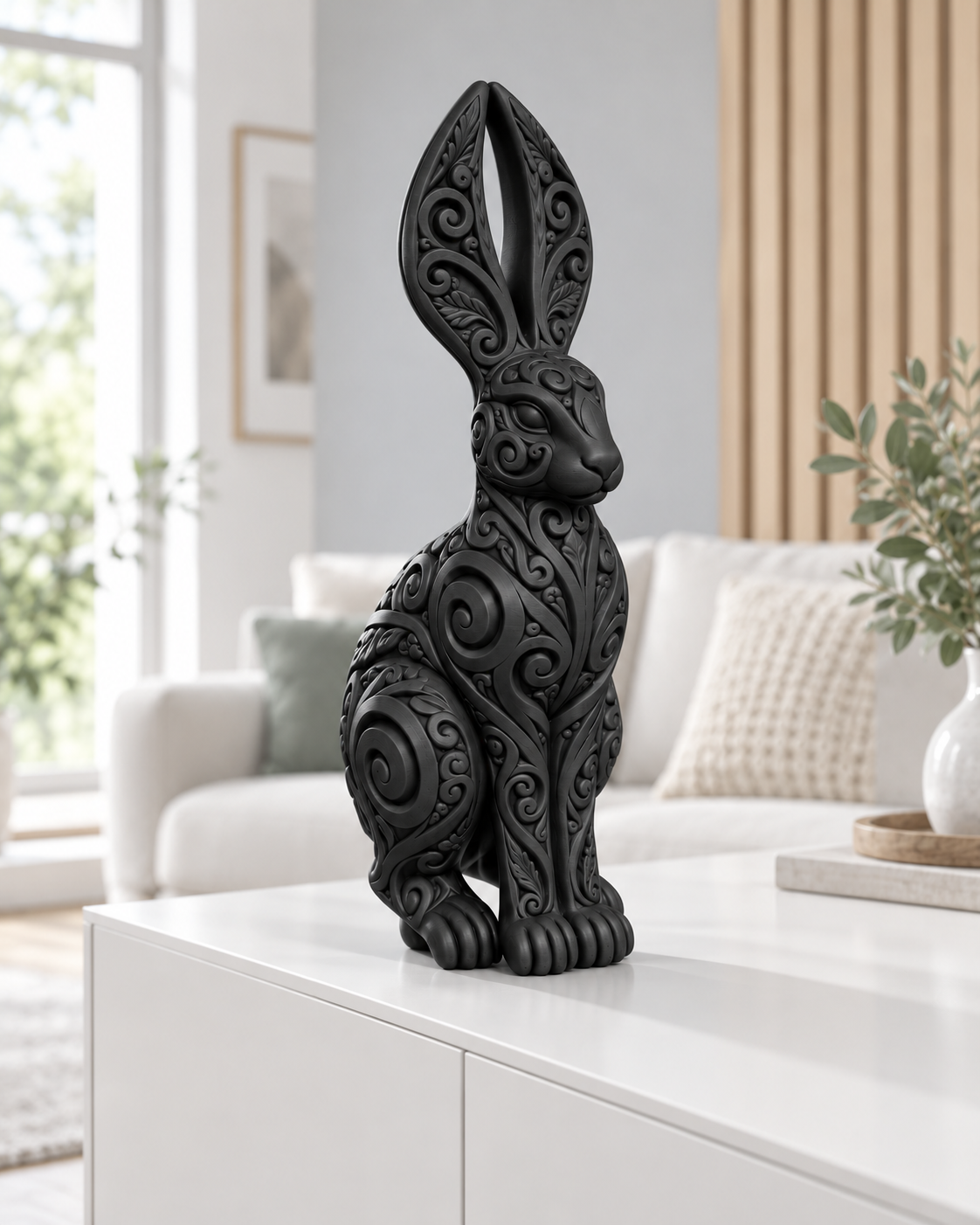Hase Ornament - Schwarz gedruckt Wohnzimmer