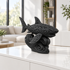 Hai auf Welle Ornament - Schwarz gedruckt Wohnzimmer