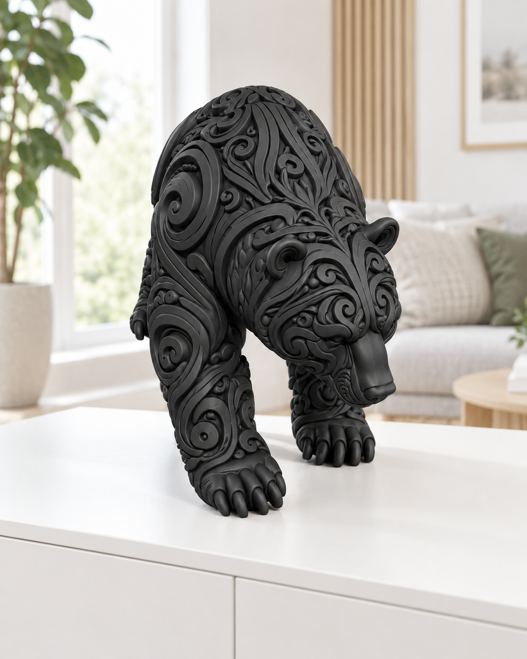 Bär Ornament - Schwarz gedruckt Wohnzimmer