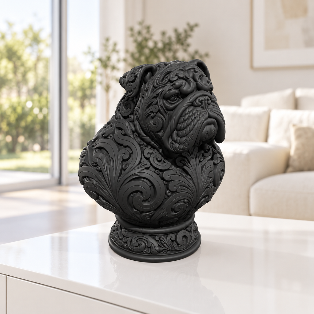 Bulldoggen-Büste Ornament - Schwarz gedruckt Wohnzimmer